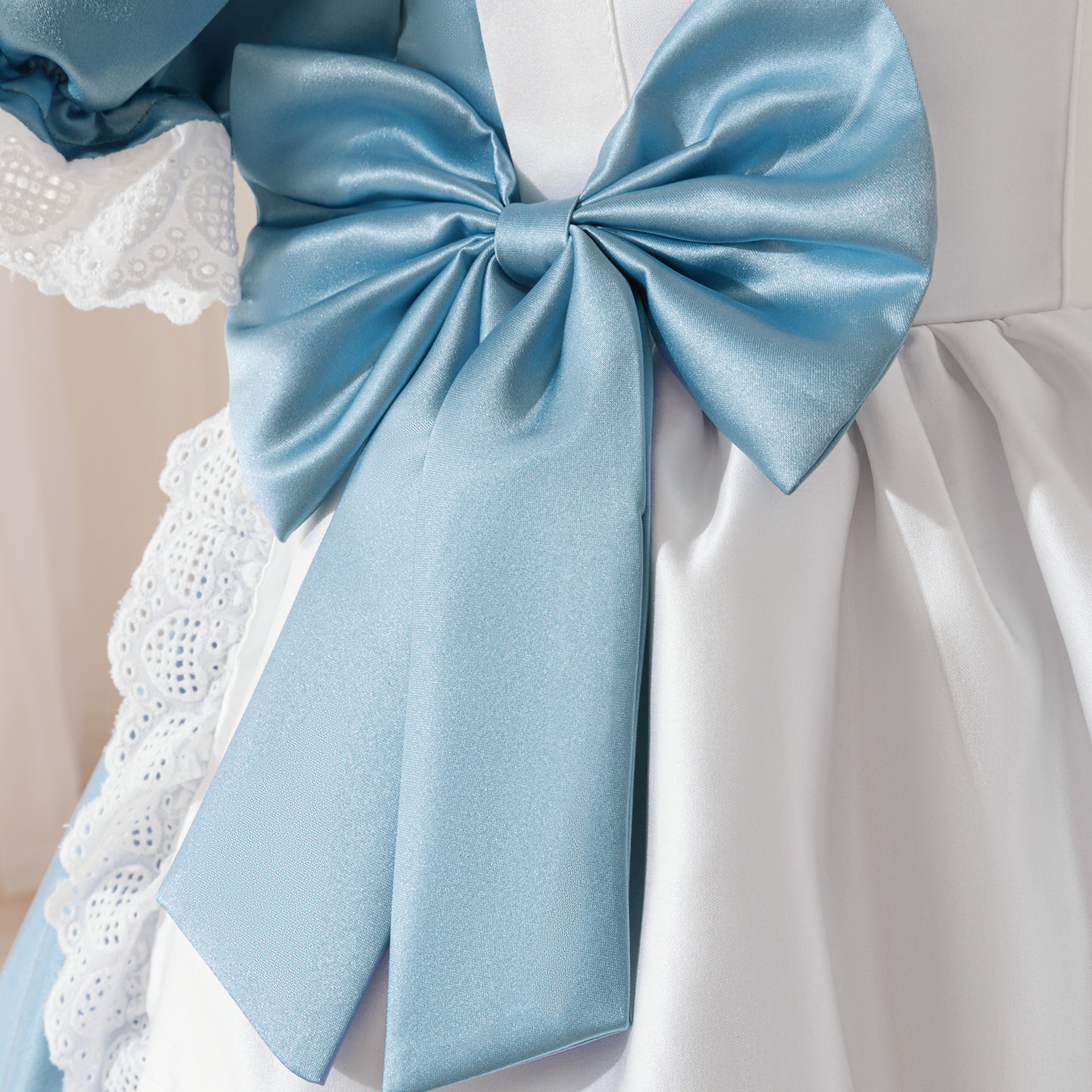 Satin Bow Short Sleeve Midi Dresses - image 9