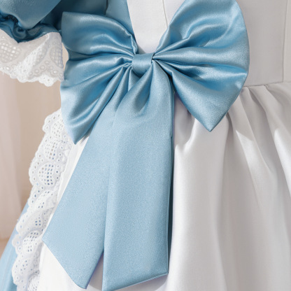 Satin Bow Short Sleeve Midi Dresses - image 9