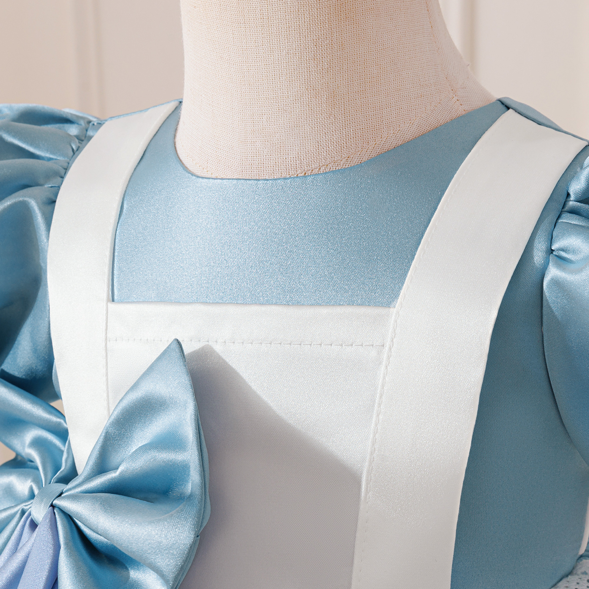 Satin Bow Short Sleeve Midi Dresses - image 8