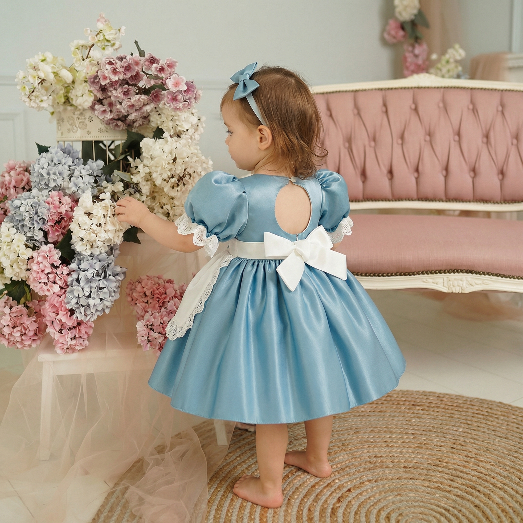 Satin Bow Short Sleeve Midi Dresses - image 2