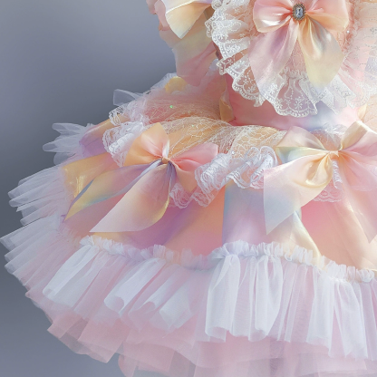 Chemical Fiber Blend Bow Cap Sleeve Midi Dresses - image 4