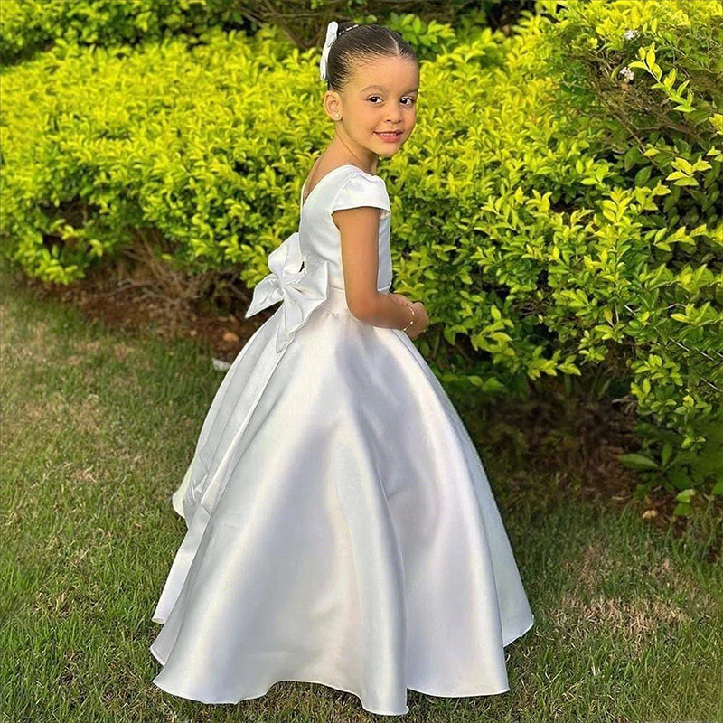 Satin Bow Backless Cap Sleeve Maxi Dresses - image 3