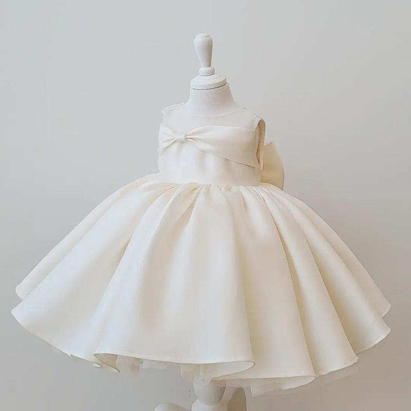 Satin Bow Sleeveless Midi Dresses - White - 13-14Y - image 5