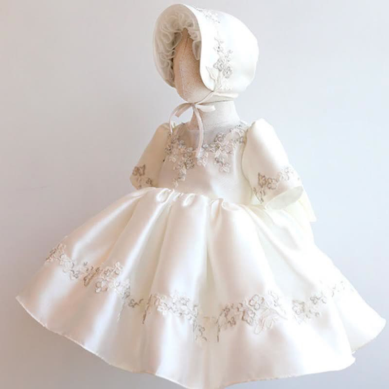 Satin Embroidery Short Sleeve Short Dresses Without Bonnet - image 2