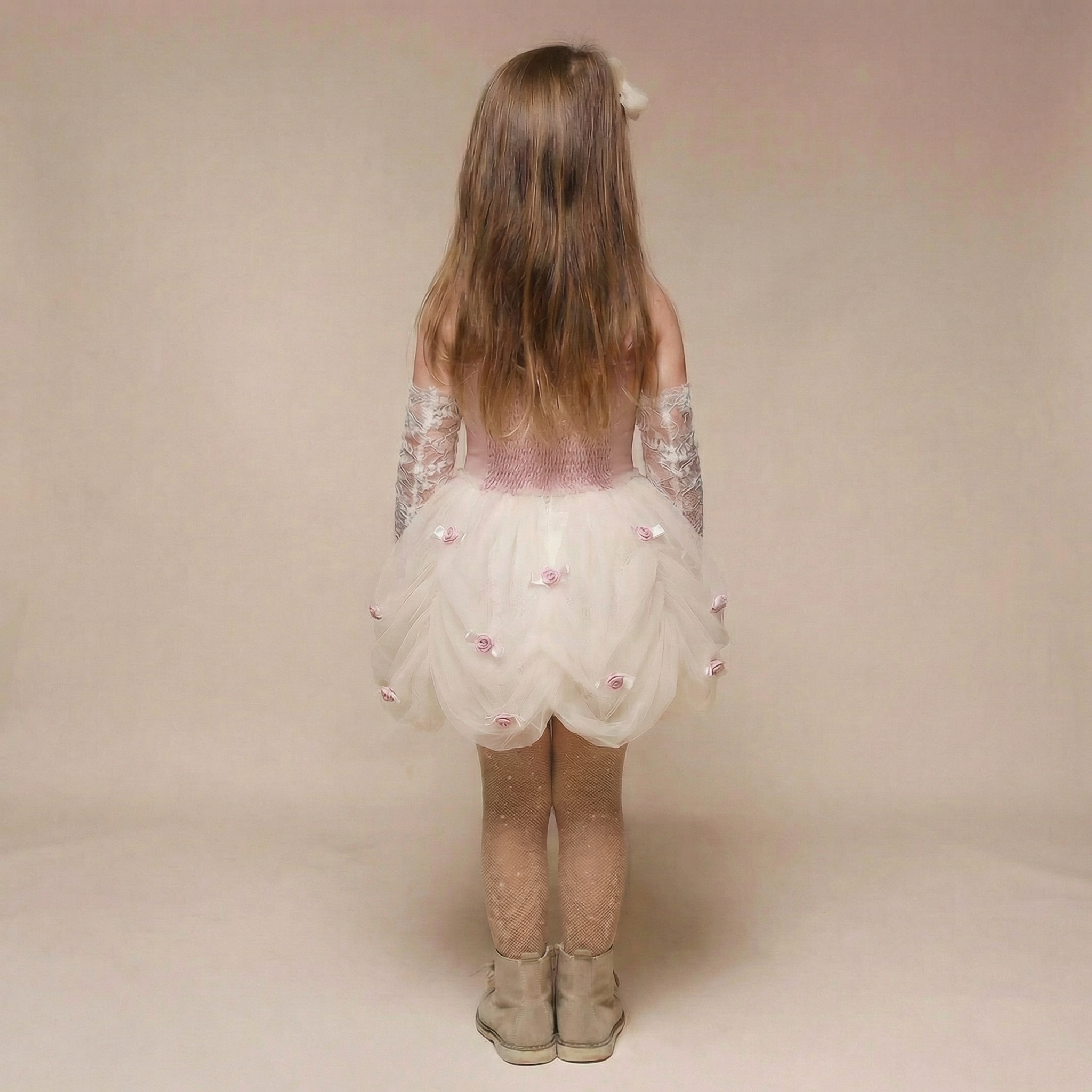 Satin & Mesh Rosette Sleeveless Short Dresses - image 5