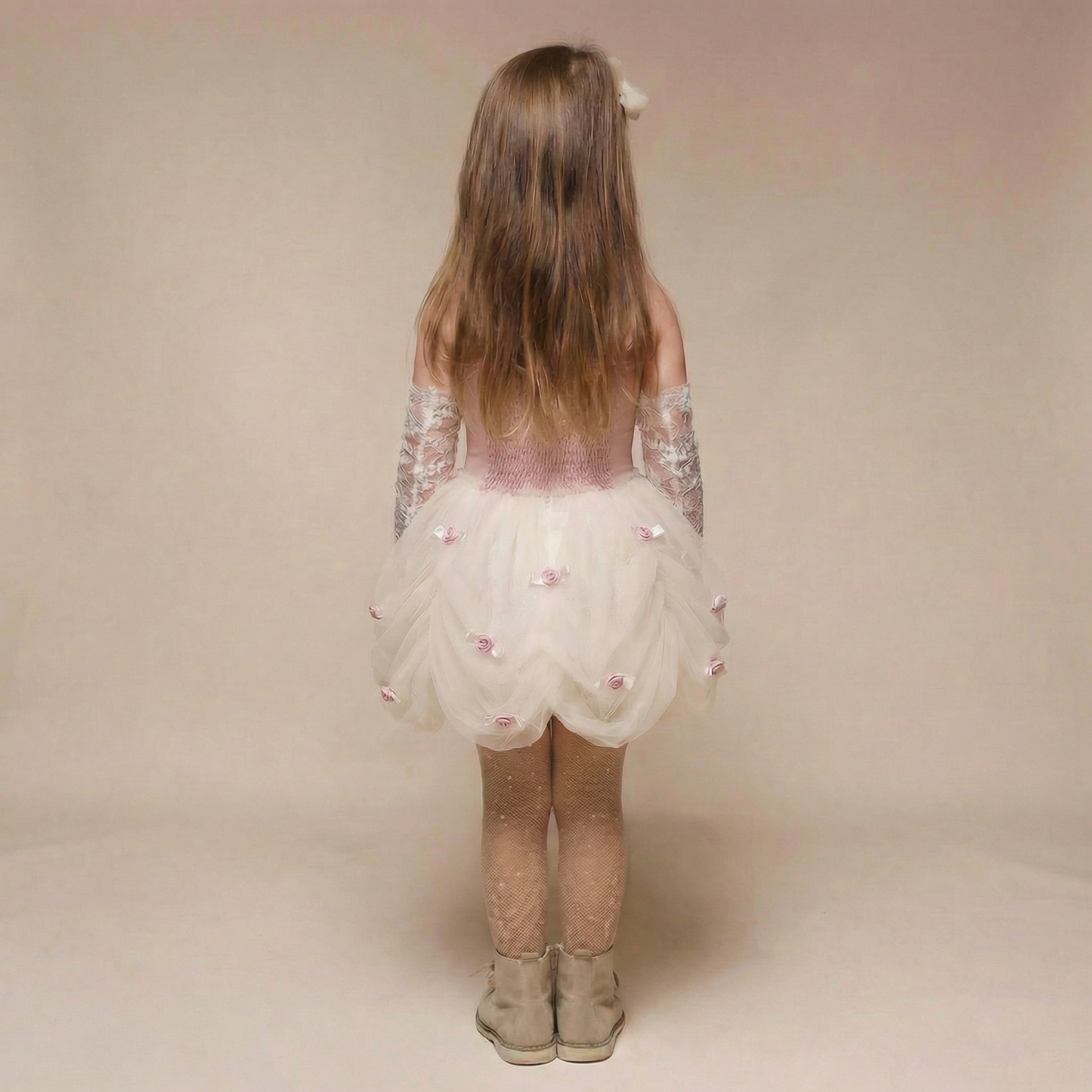 Satin & Mesh Rosette Sleeveless Short Dresses - image 5