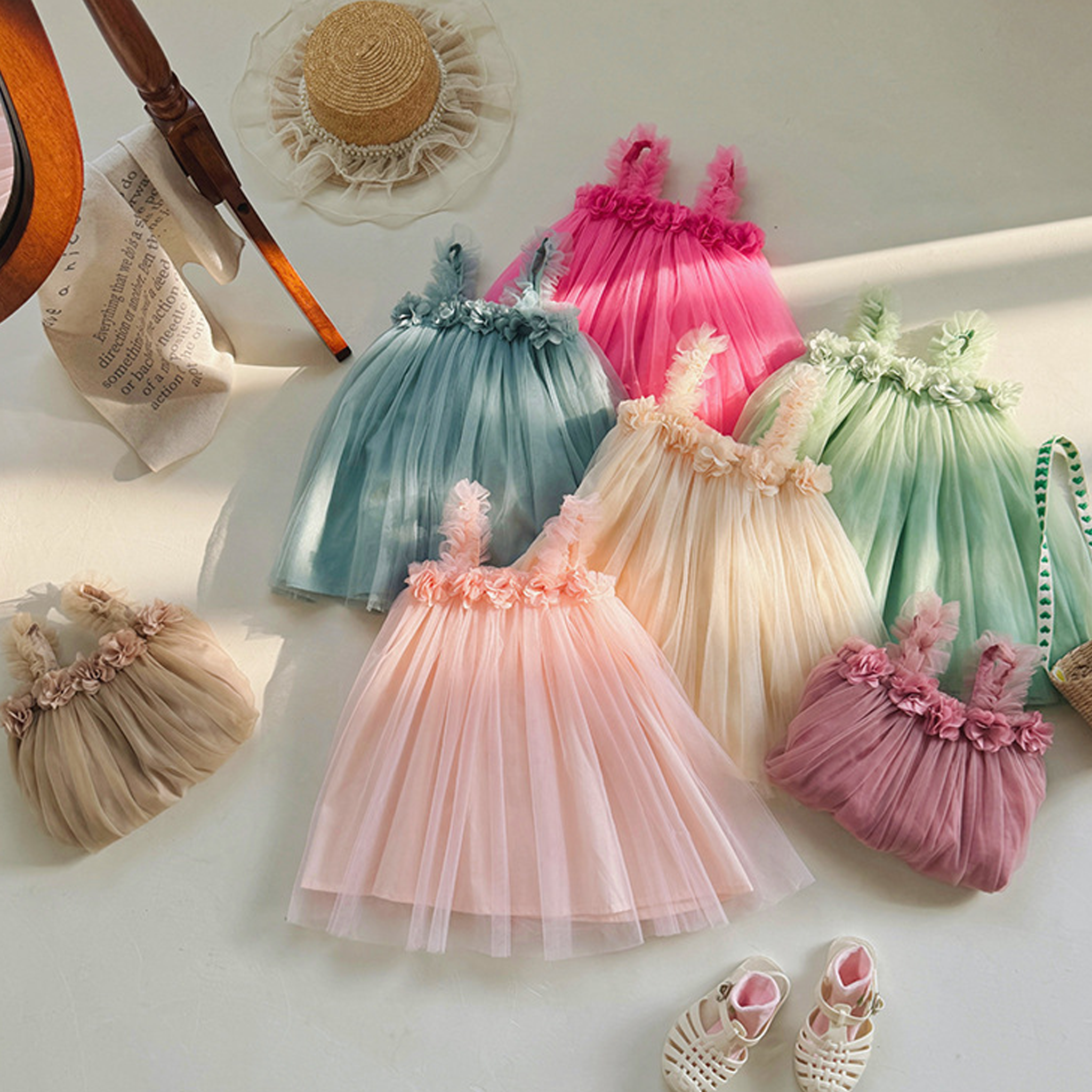 Mesh Rosette Sleeveless Midi Dresses - image 18