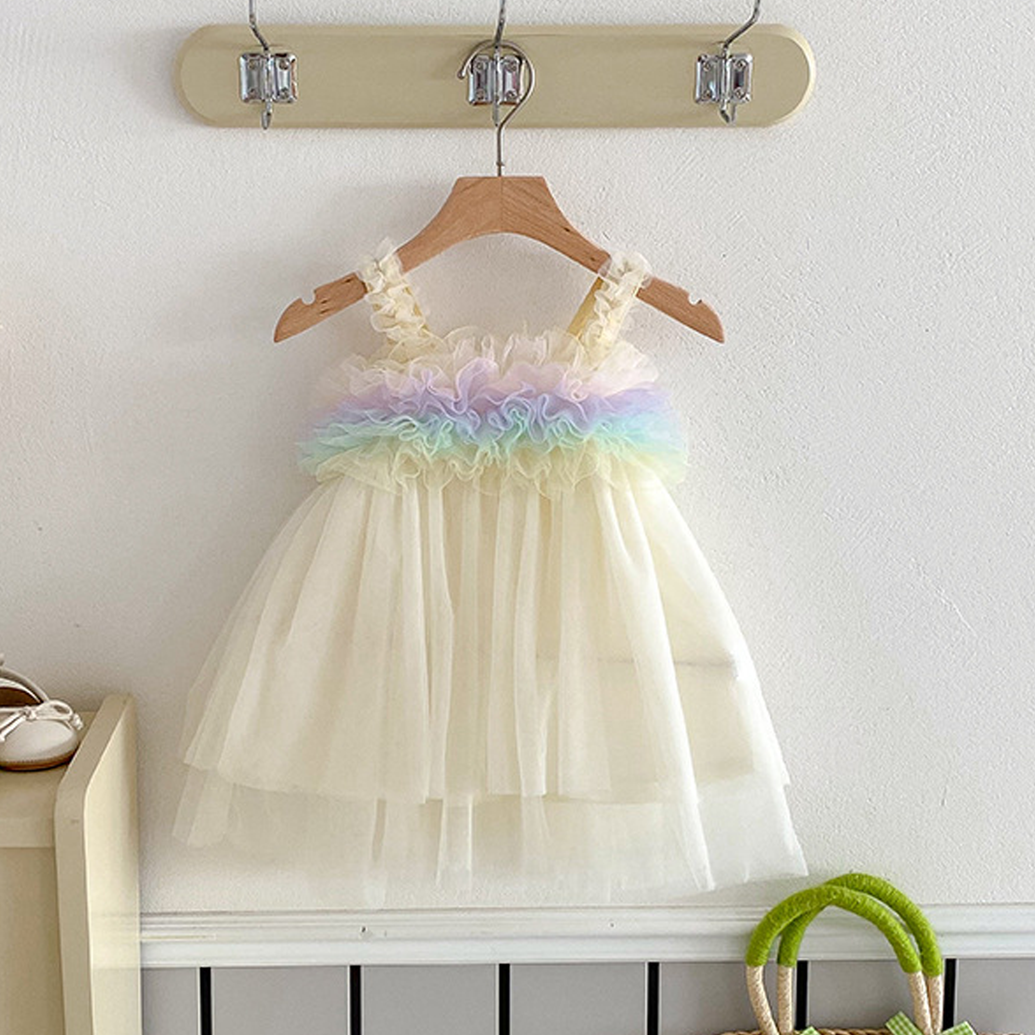 Mesh Rosette Sleeveless Midi Dresses - Yellow - 4-5Y - image 4