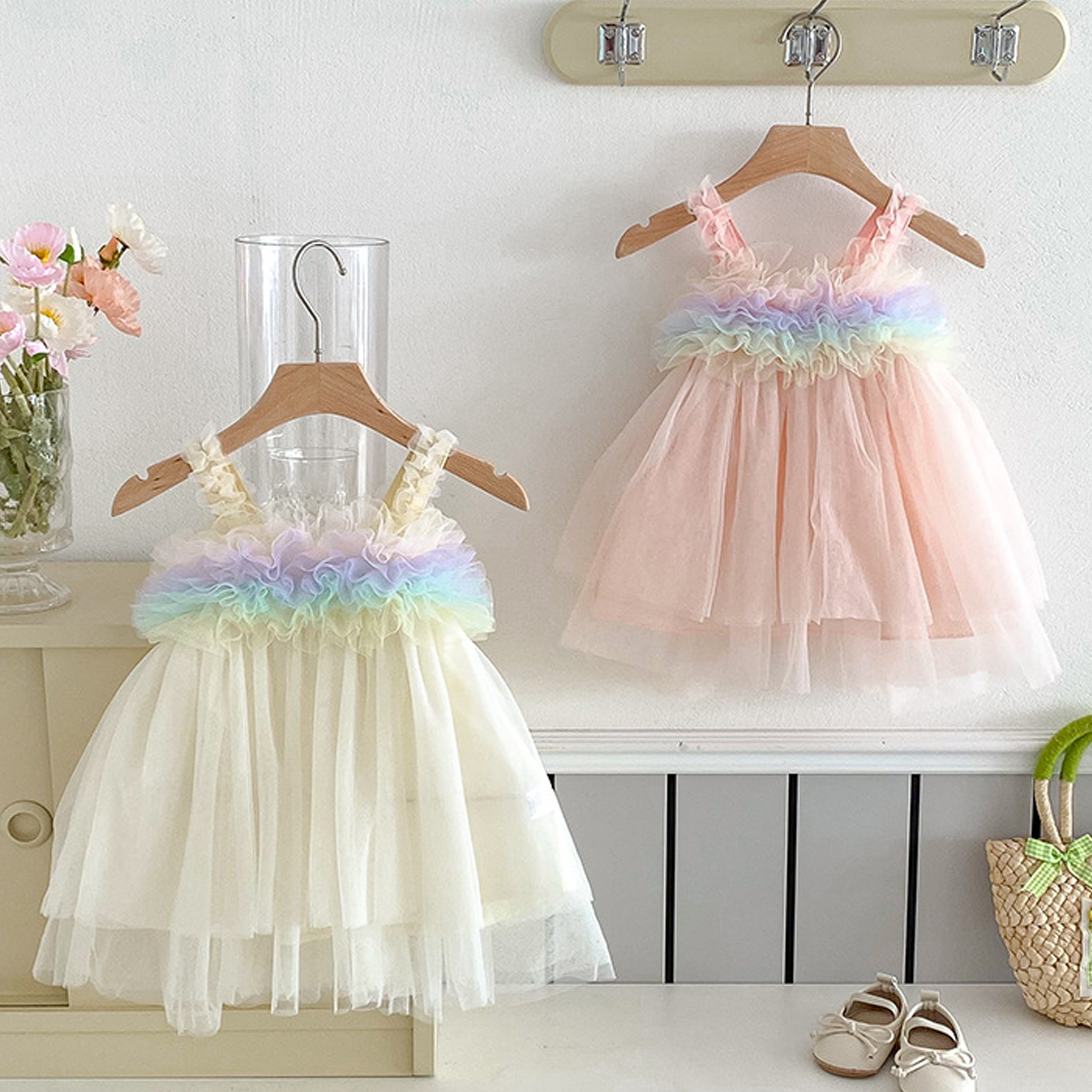 Mesh Rosette Sleeveless Midi Dresses - image 1