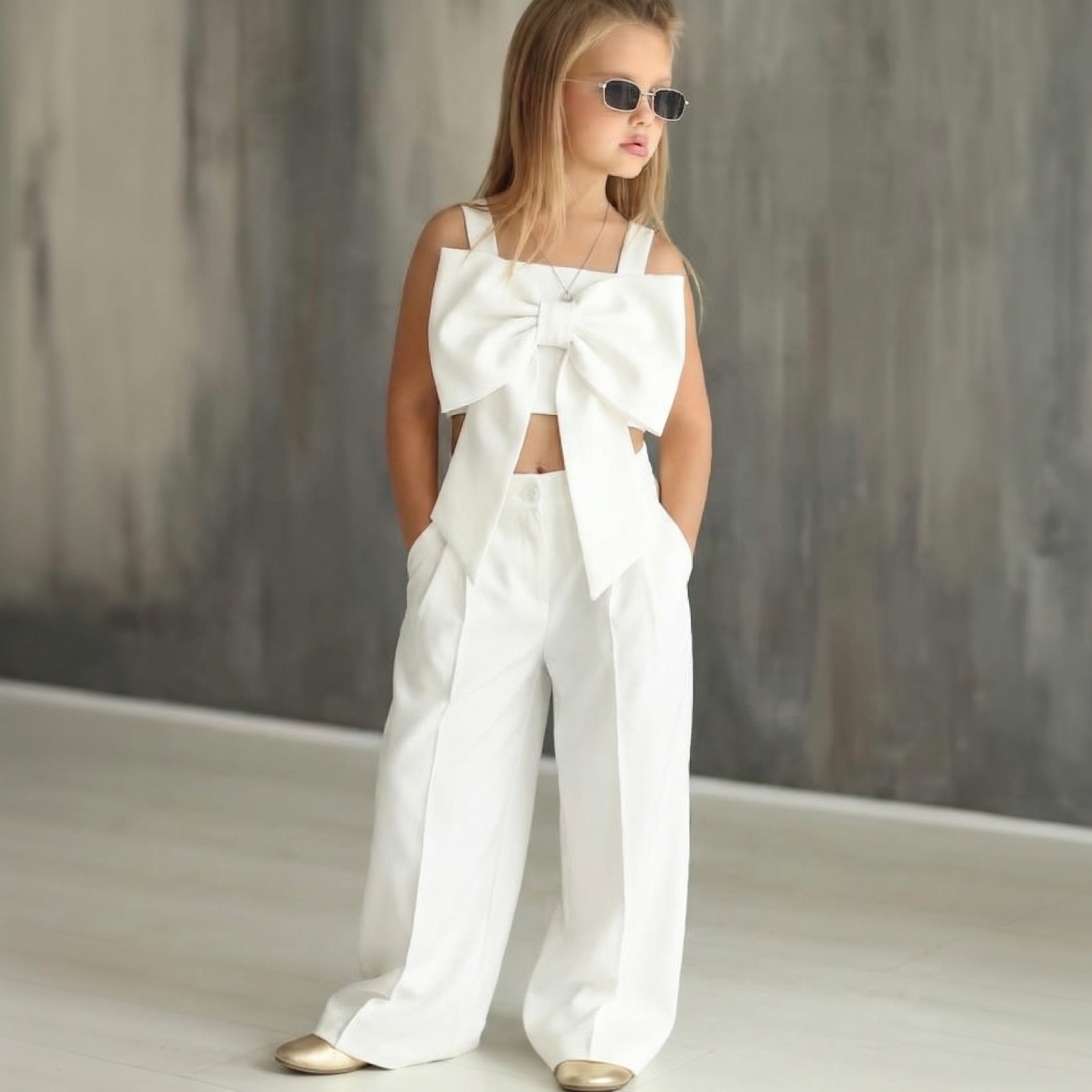 Satin Bow Sleeveless Crop Two-piece set - image 2