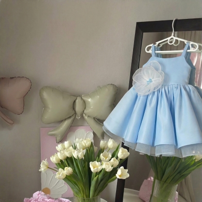 Satin Rosette Sleeveless Midi Dresses - image 3