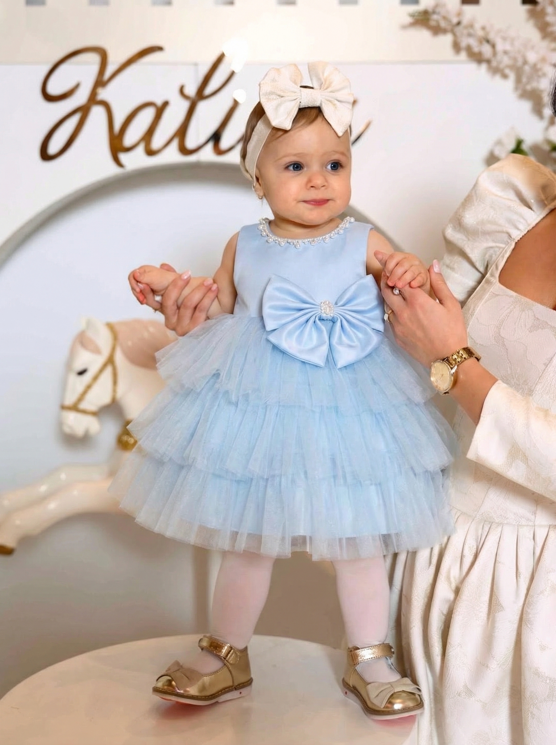 Mesh Bow Lace Edge Sleeveless Midi Dresses - image 4