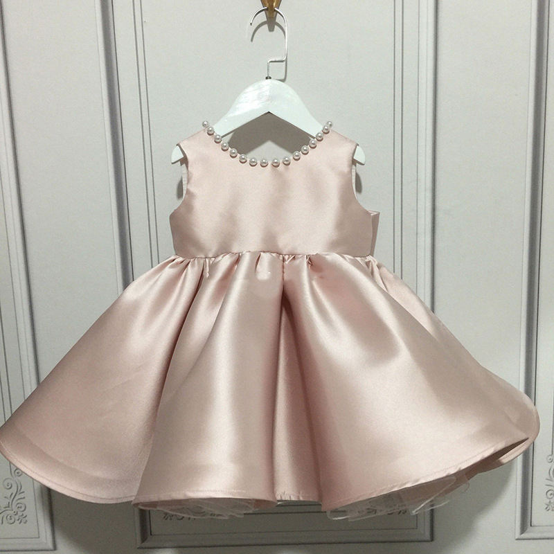 Satin Bow Lace Edge Sleeveless Midi Dresses  - Pink - 12-13Y - image 1
