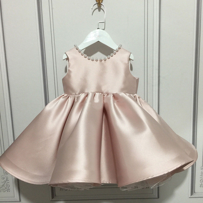 Satin Bow Lace Edge Sleeveless Midi Dresses  - Pink - 12-13Y - image 1