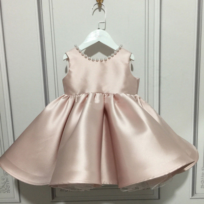 Satin Bow Lace Edge Sleeveless Midi Dresses  - Pink - 12-13Y - image 1