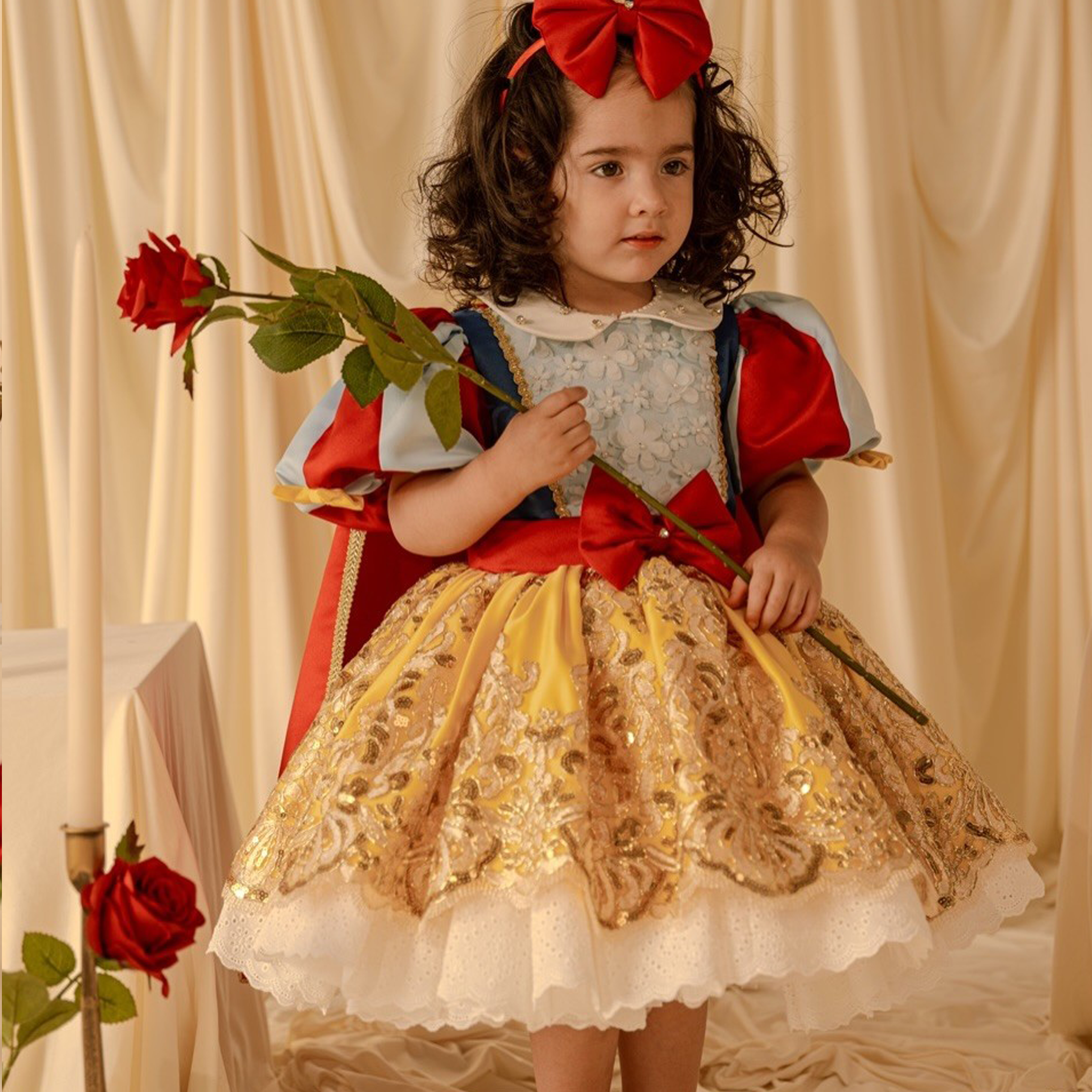 Satin Bow Applique Short Sleeve Midi Dresses - image 2