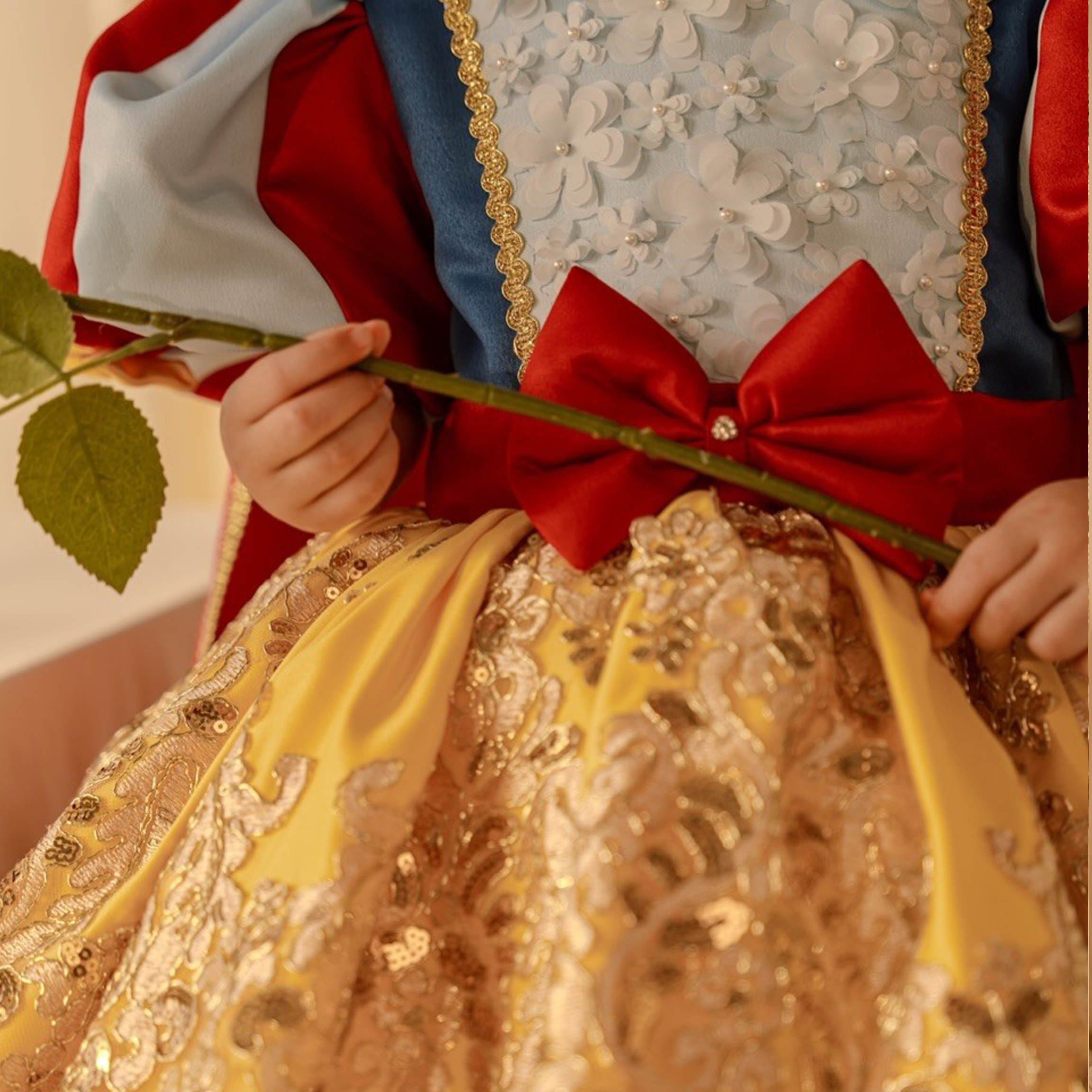 Satin Bow Applique Short Sleeve Midi Dresses - image 4