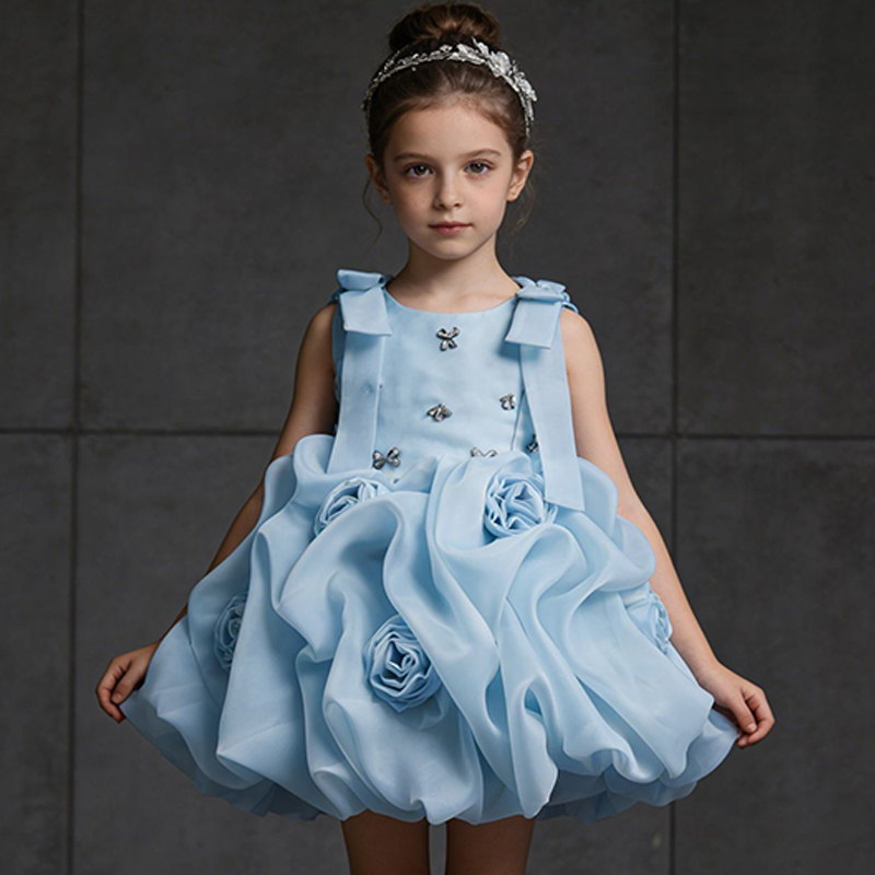 Organza Rosette Bow Rhinestone Sleeveless Short Dresses - image 2