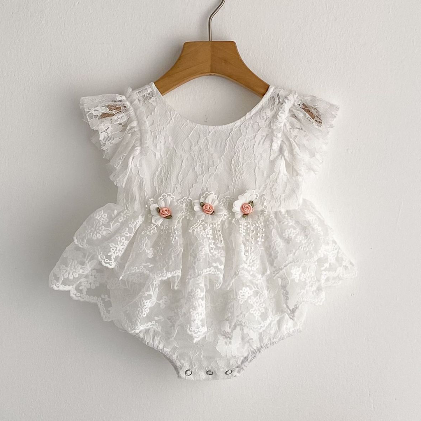 Lace Rosette Cap Sleeve Shorts Bodysuit - image 8