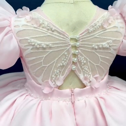 Satin Butterfly Backless Short Sleeve Short Dresses - image 3