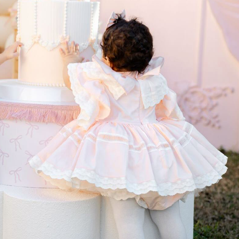 100% Cotton Lace Edge Bow Short Sleeve Short Dresses - image 4