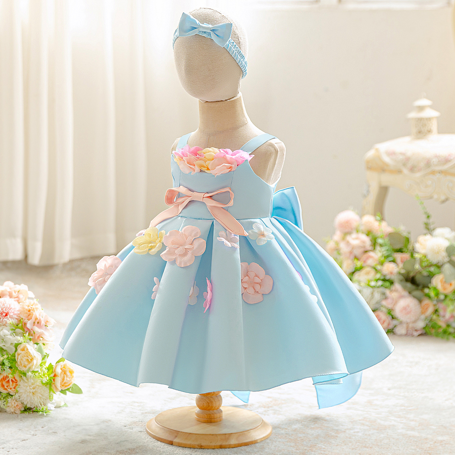 Satin Bow Sleeveless Midi Dresses - image 2