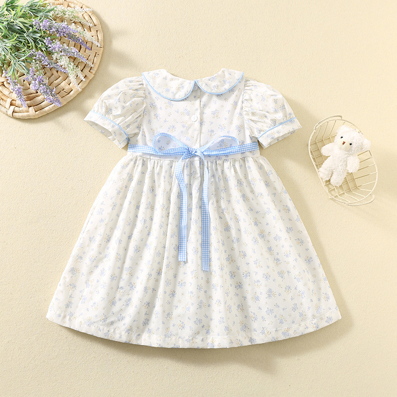 100% Cotton Bow Scramble Embroidery Short Sleeve Midi Dresses - image 3