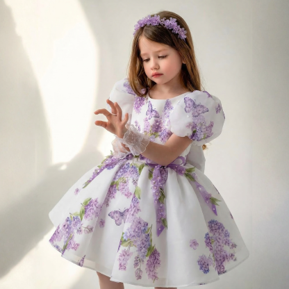 Organza Bow Short Sleeve Midi Dresses - image 3