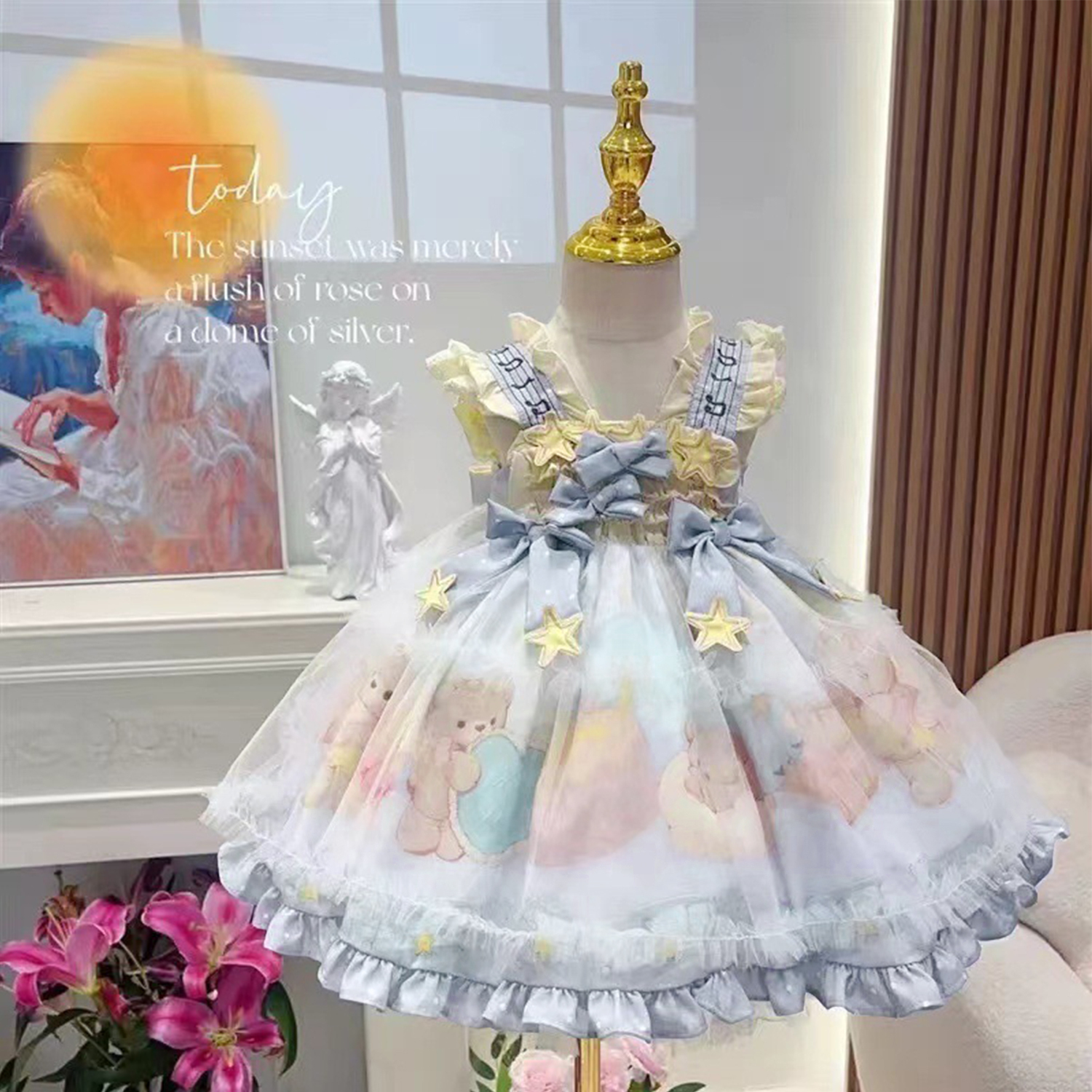 Easter Chemical Fiber Blend Bow Sleeveless Midi Dresses - image 2