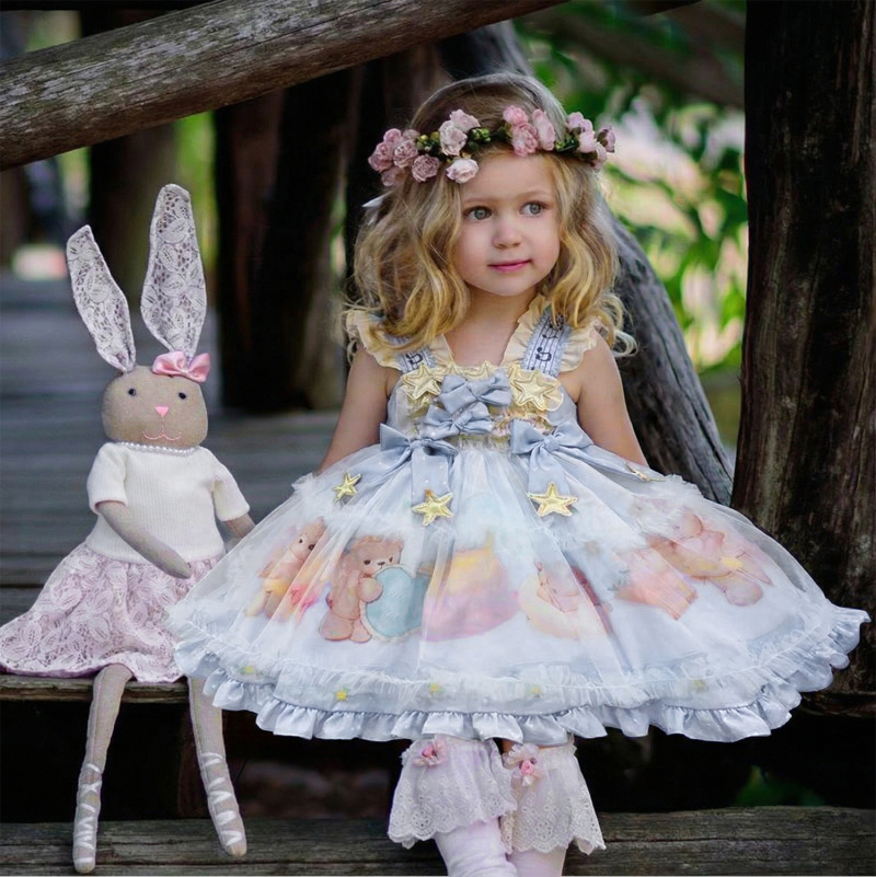 Easter Chemical Fiber Blend Bow Sleeveless Midi Dresses - Purple - 7-8Y - image 1