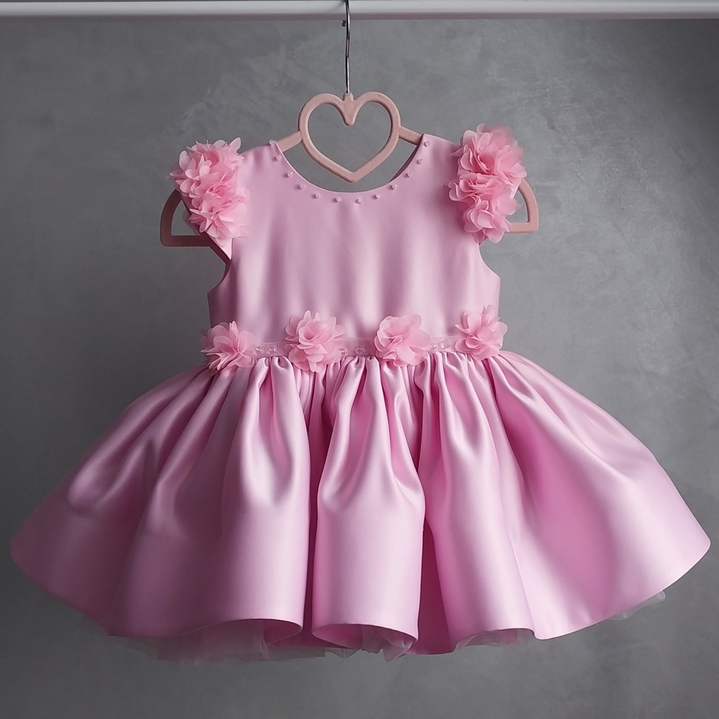 Satin Rosette Cap Sleeve Midi Dresses - Pink - 15-16Y - image 3