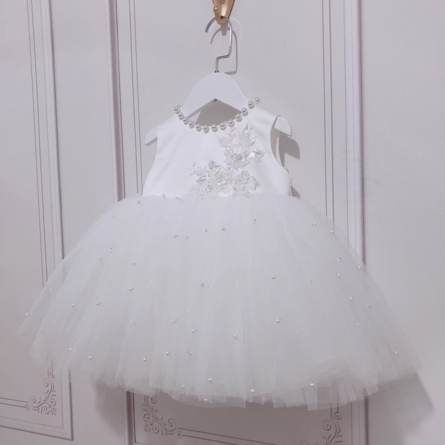 Mesh Pearl Bow Cap Sleeve Midi Dresses - image 5