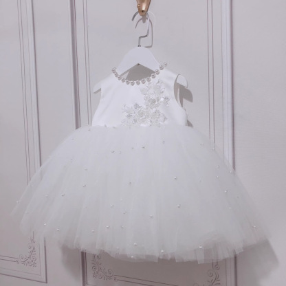 Mesh Pearl Bow Cap Sleeve Midi Dresses - image 5