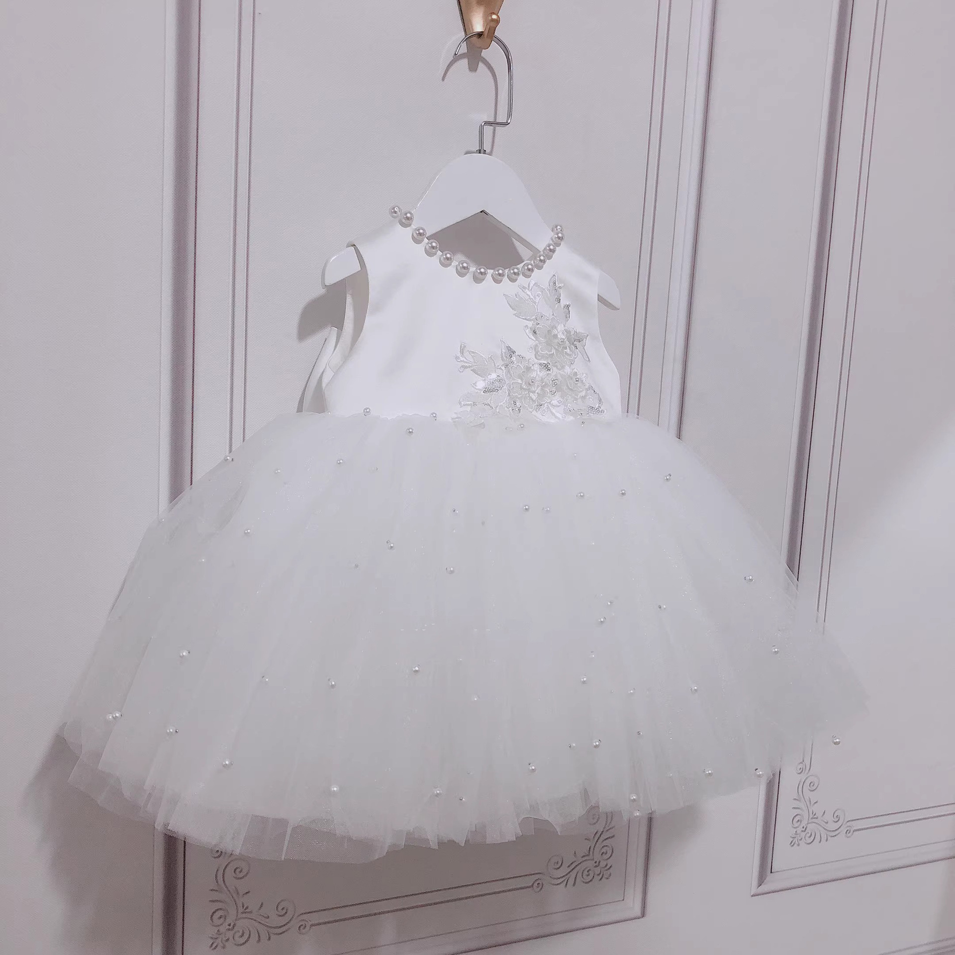 Mesh Pearl Bow Cap Sleeve Midi Dresses - image 7