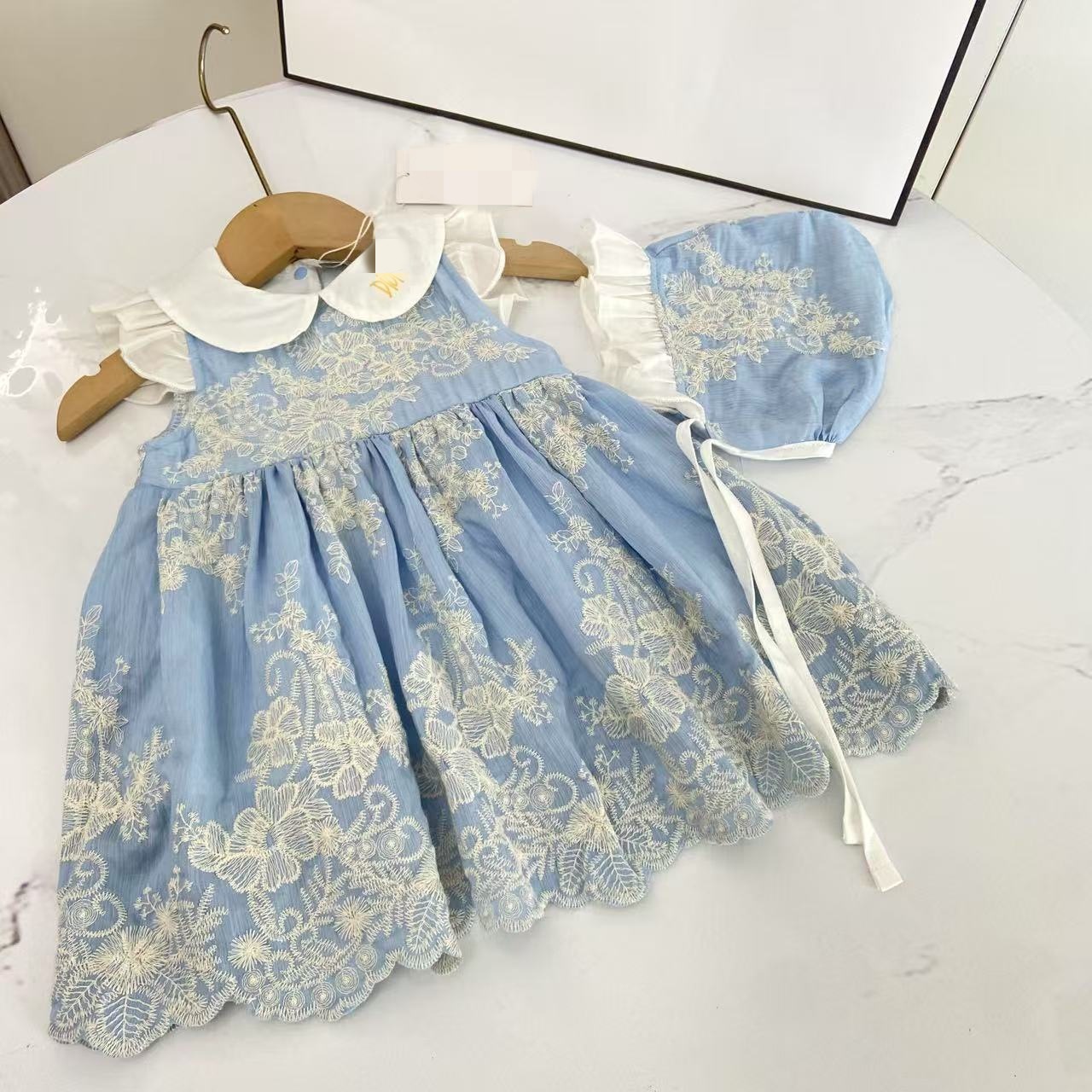 100% Cotton Embroidery Cap Sleeve Midi Dresses - image 2