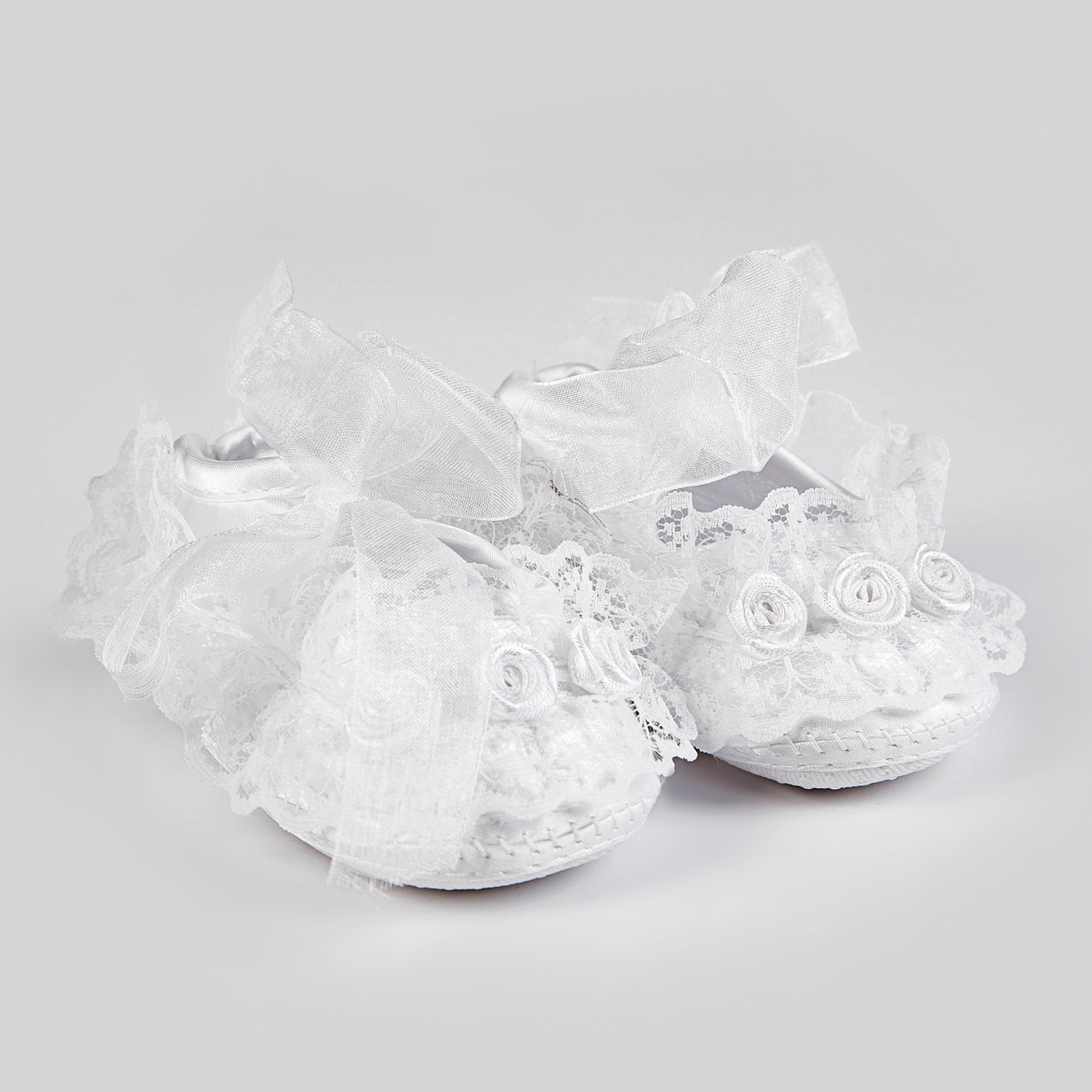 Solid Rosette Round Toe Flats - White - 11.5CM - image 6