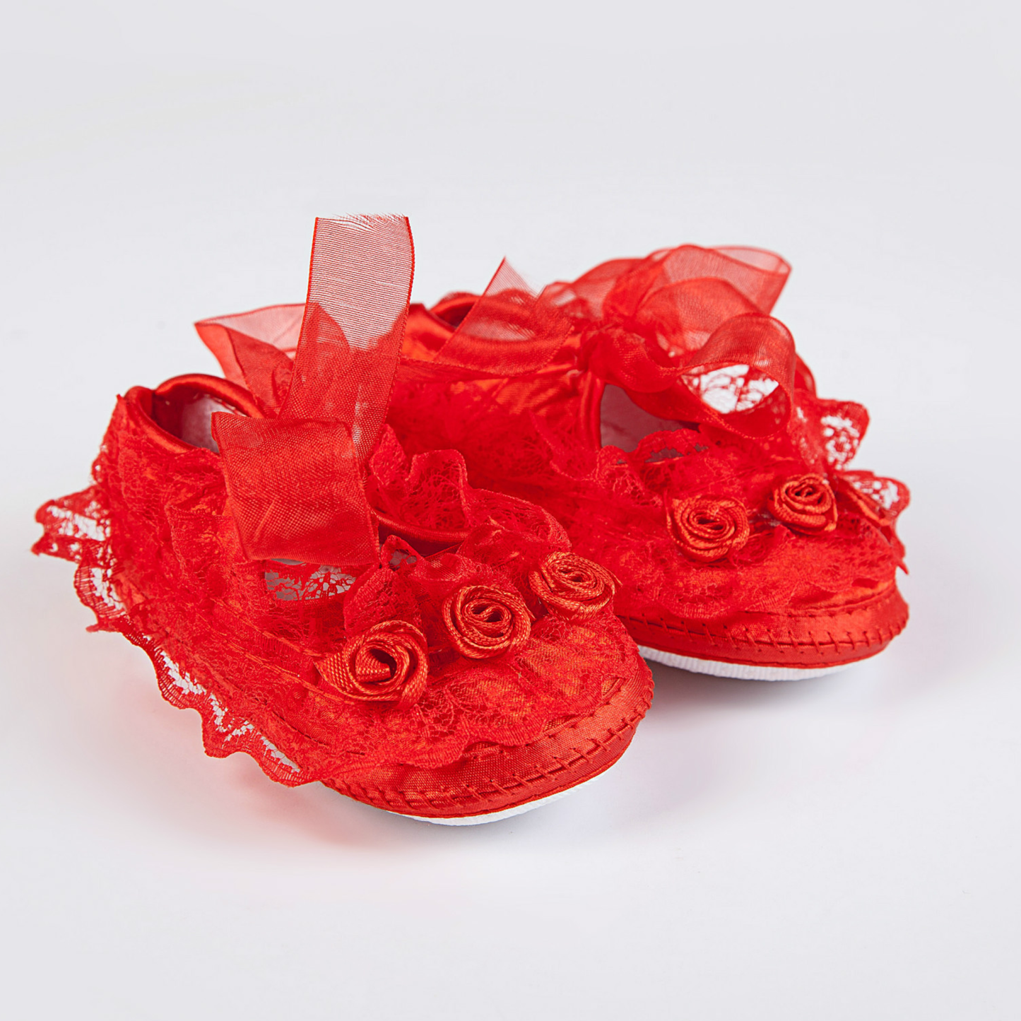 Solid Rosette Round Toe Flats - Red - 11.5CM - image 9