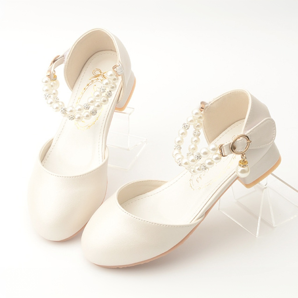 Solid Pearl Almond Toe Mary Janes - White - 23.5cm - image 4