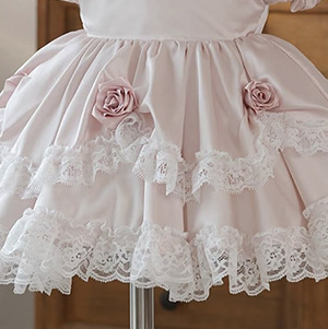 Satin Bow Lace Edge Short Sleeve Short Dresses - image 4