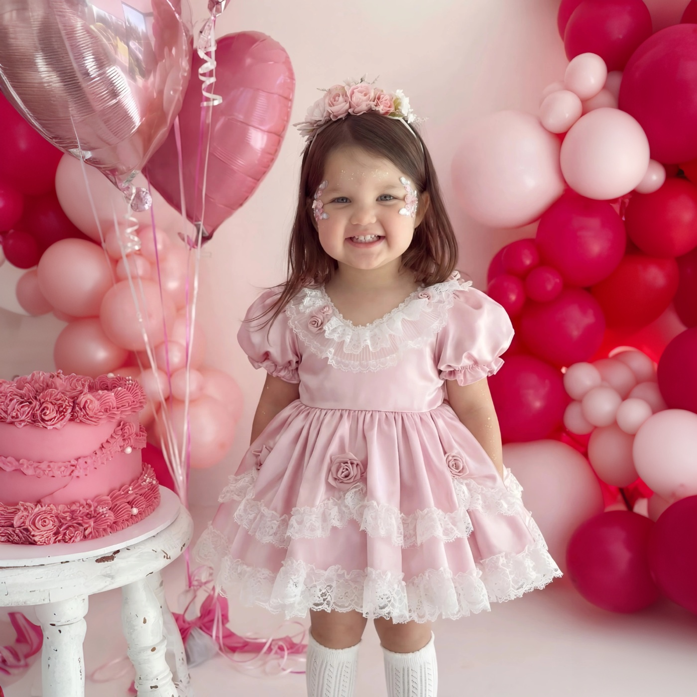 Satin Bow Lace Edge Short Sleeve Short Dresses - image 3