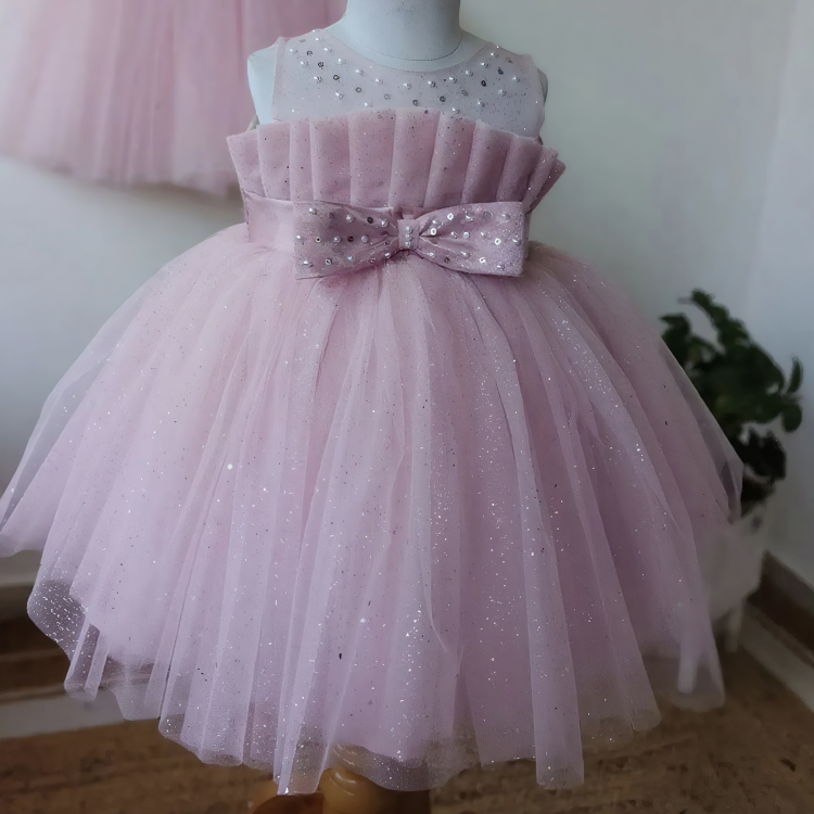 Mesh Bow Glitter Sleeveless Midi Dresses - image 3