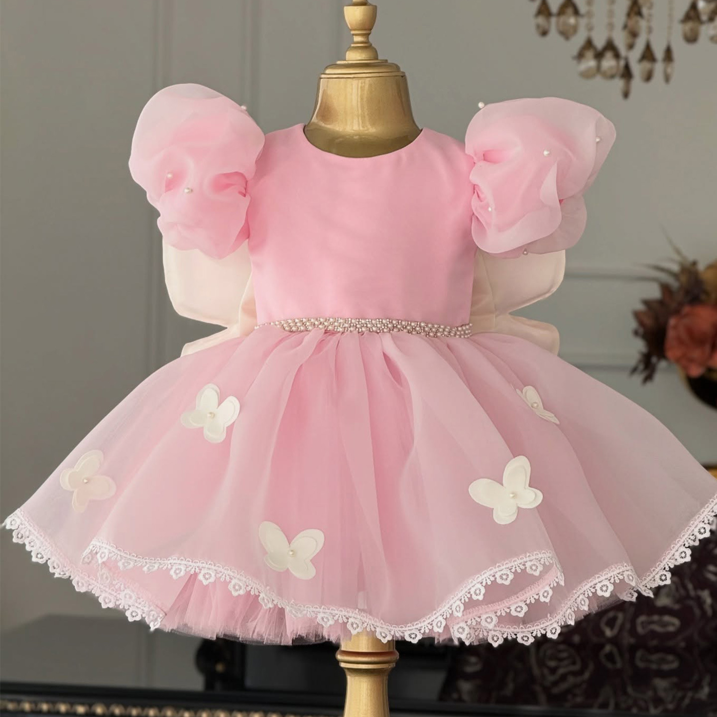 Organza Lace Edge Butterfly Short Sleeve Midi Dresses - image 4