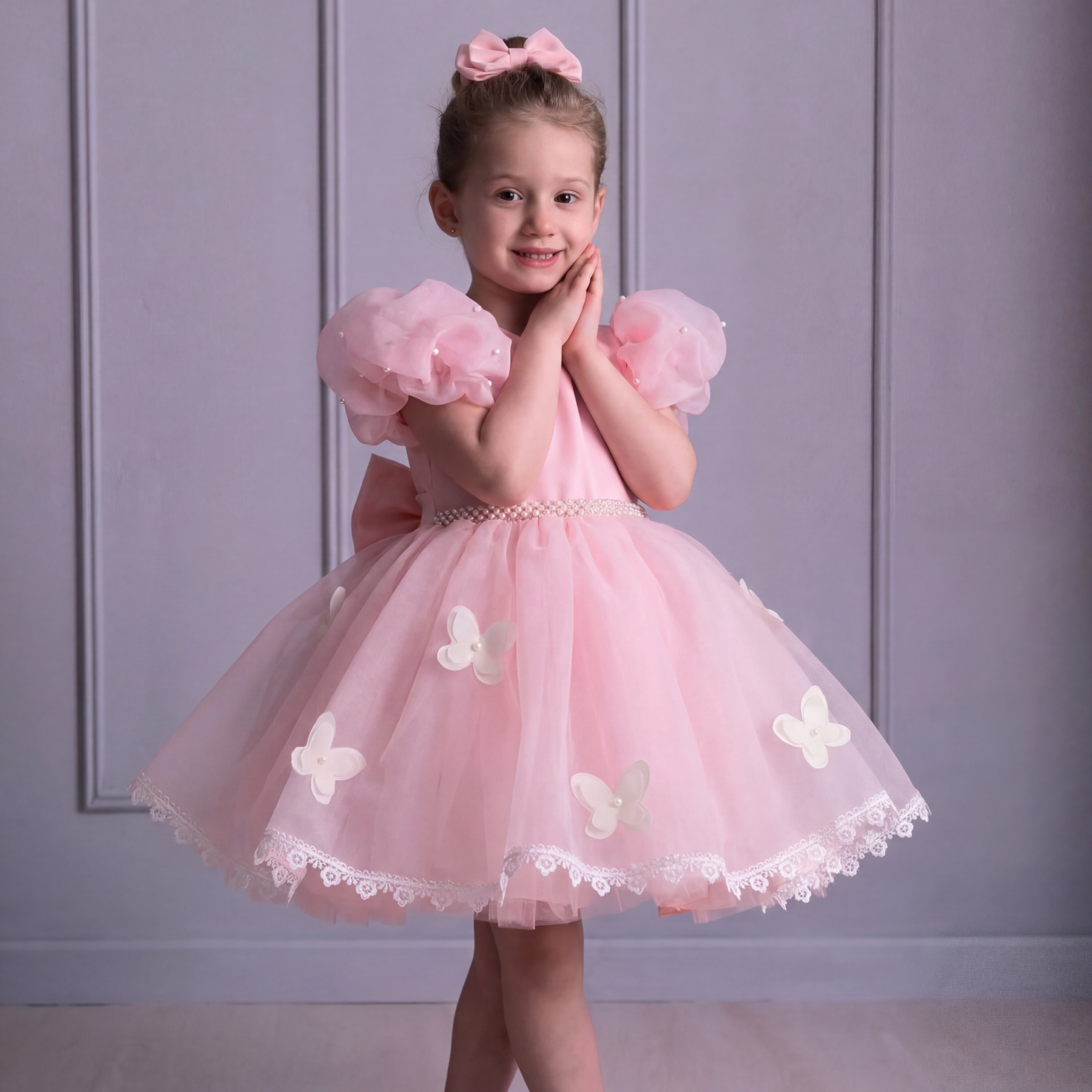 Organza Lace Edge Butterfly Short Sleeve Midi Dresses - image 3