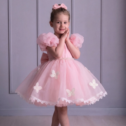 Organza Lace Edge Butterfly Short Sleeve Midi Dresses - image 3