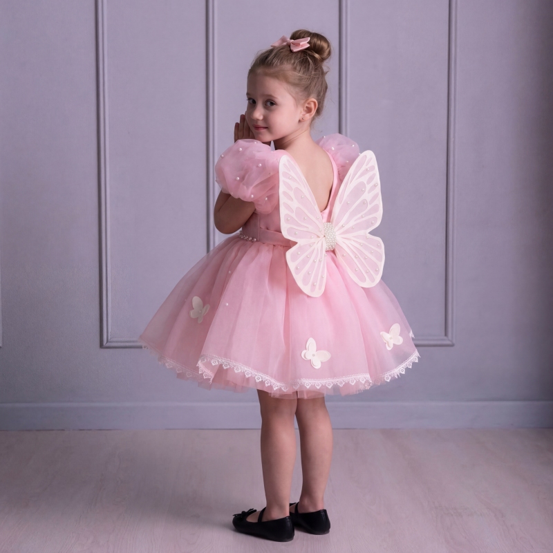 Organza Lace Edge Butterfly Short Sleeve Midi Dresses - image 2