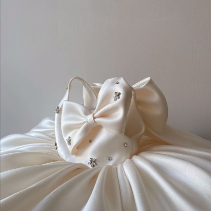 Satin Bow Rhinestone Sleeveless Midi Dresses - image 5