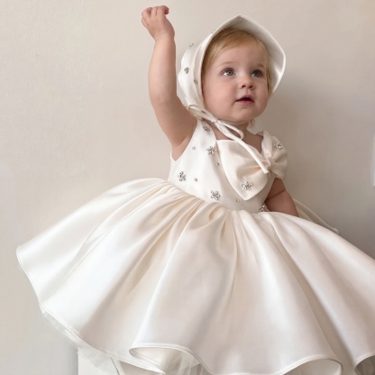 Satin Bow Rhinestone Sleeveless Midi Dresses - image 3