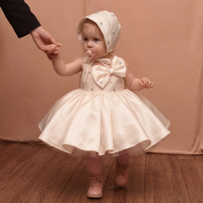 Satin Bow Rhinestone Sleeveless Midi Dresses - image 4