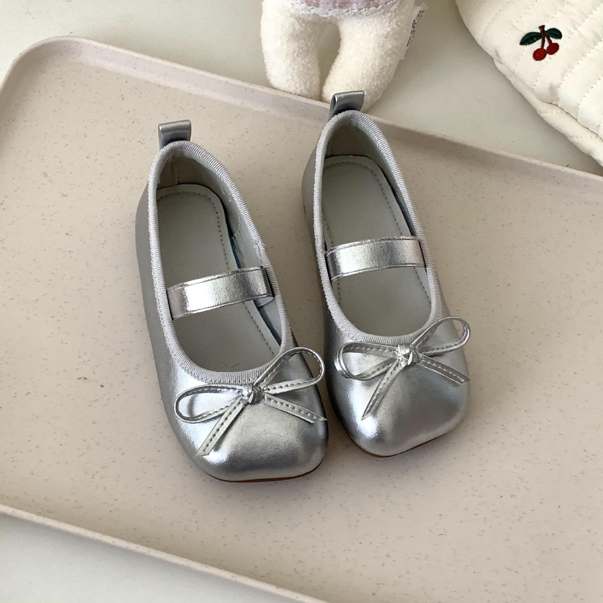 Solid Bow Square Toe Mary Janes  - Silver - 21.5CM - image 2