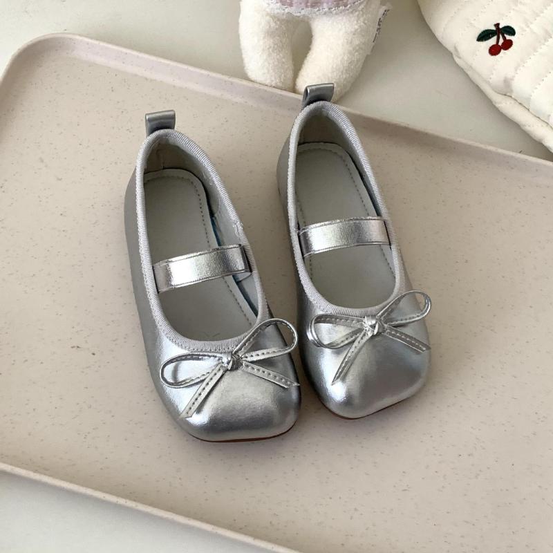 Solid Bow Square Toe Mary Janes  - Silver - 21.5CM - image 2